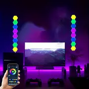 light sound control light smart hexagonal wall light smart application control dual control led light wall panel and usb power supply for office bedroom games room decoration with a variety of bright color mode unlimited creativity make great gifts for yourself and your friends details 7