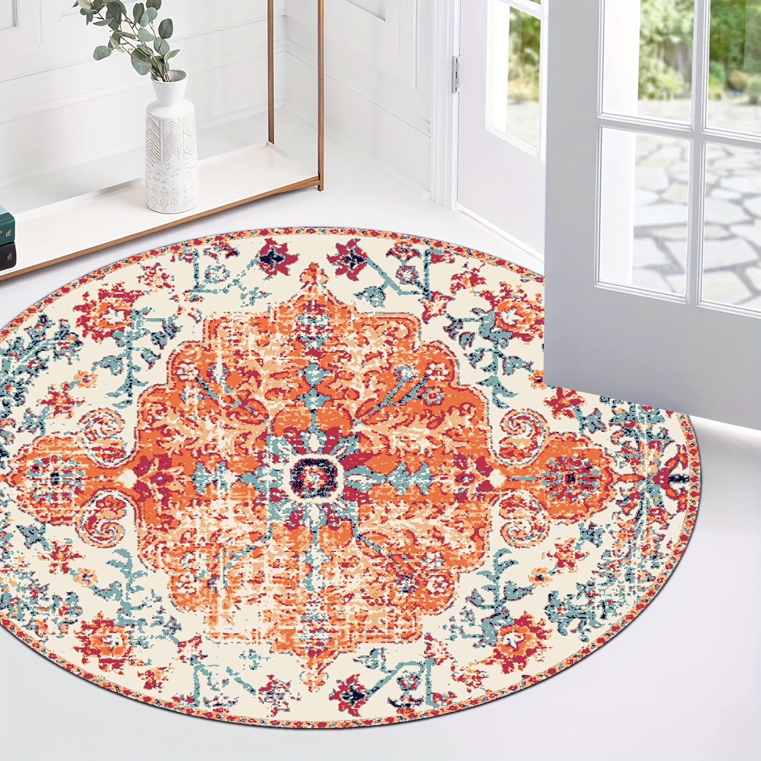 Large Boho Tribal Round Rug Vintage Persian Small Round Area - Temu