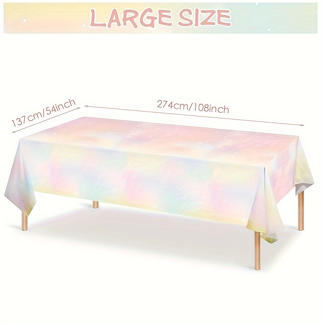 1pc, Pastel Rainbow Tablecloth, Disposable Waterproof Plastic Tablecloth, Pastel Rainbow Party Decorations, Pastel Party Supplies For Birthday Wedding Bridal Shower