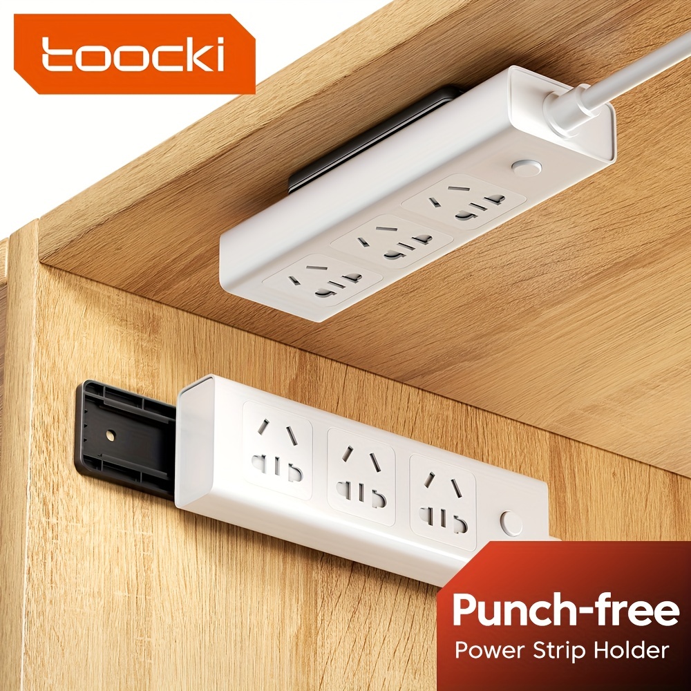 4PCS Plug Holder Kitchen Wall-Mounted Power Cord Storage Strong Adhesive  Free Punch Bracket Socket Hooks Data Cable Organizer
