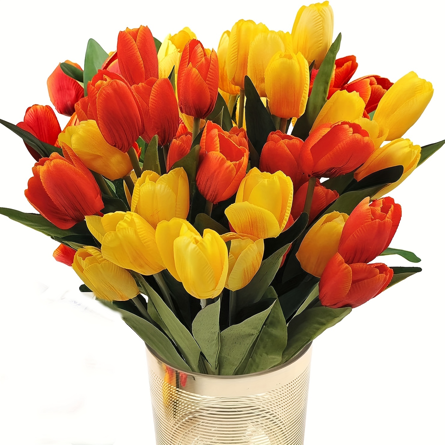 Tulipanes artificiales, 20 unidades, ramos de tulipanes artificiales  falsos, flores de tacto real, flores multicolores, arreglo floral de  tulipanes