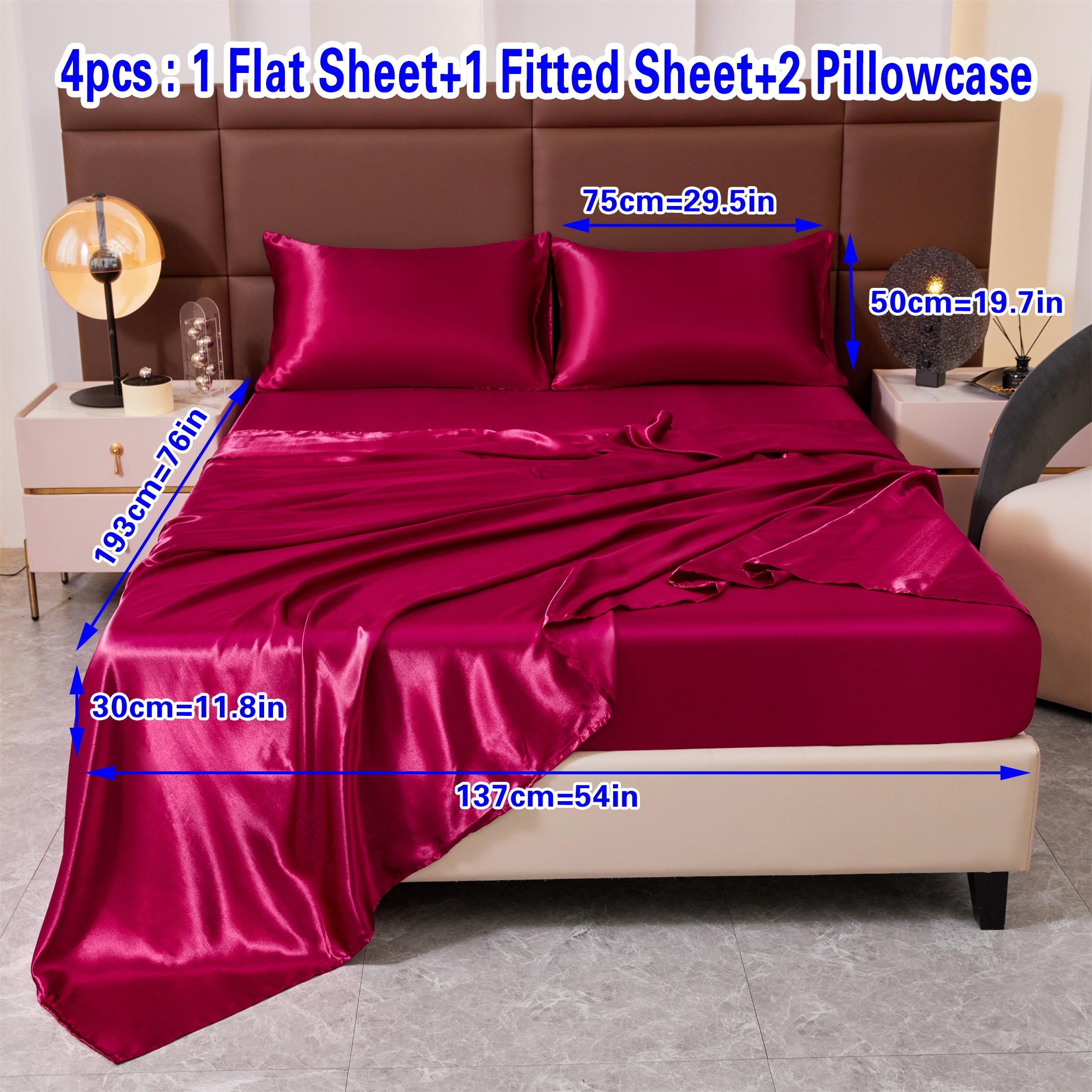 TEMU 4pcs Colored Bed Skirt, Bed Sheet, Pillowcase Set