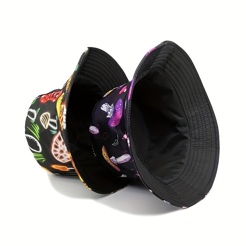 Colorful Mushroom Print Bucket Hat Spring Summer Outdoor Sun Protection Hat