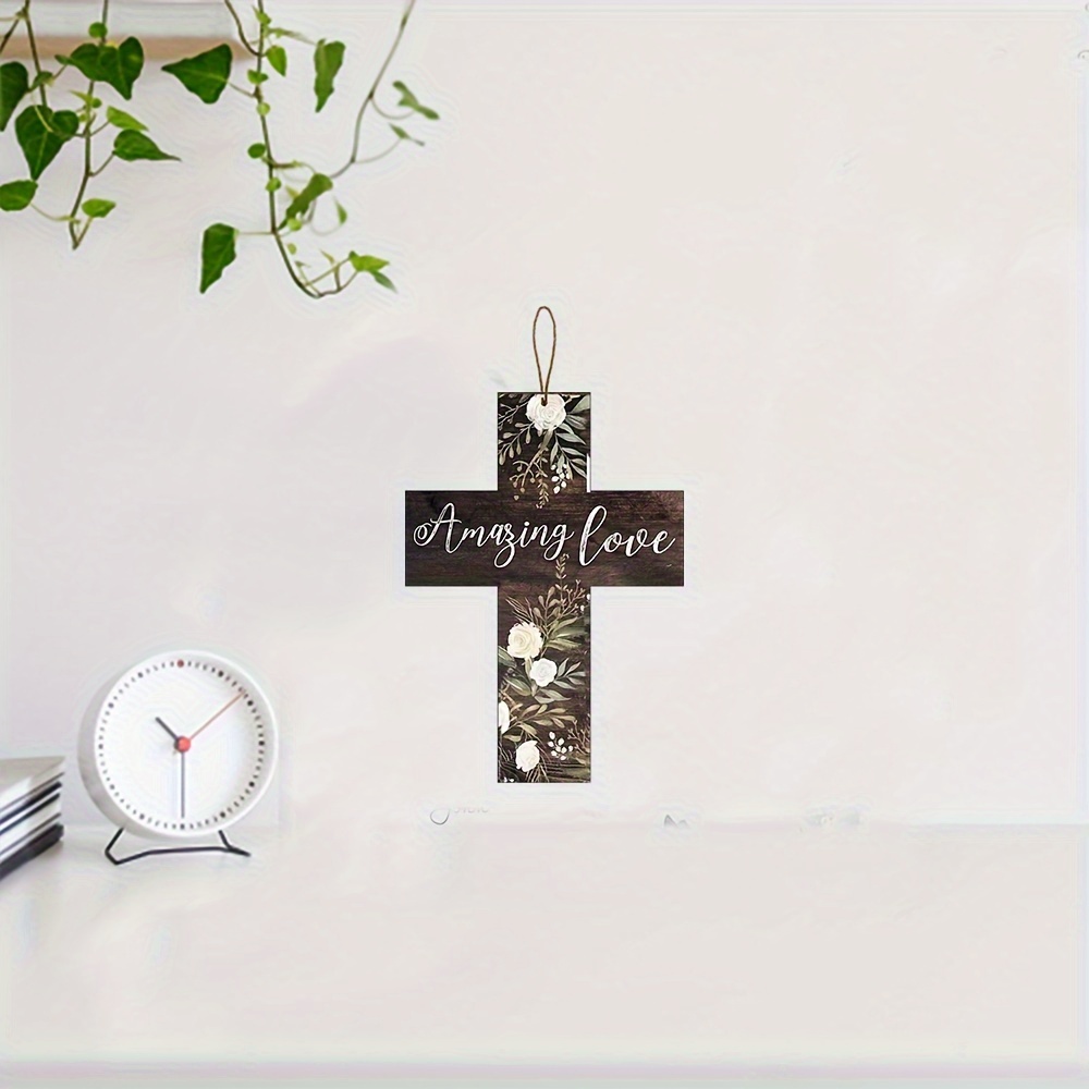 1pc Wall Crosses, Wall Mount Wooden Wall Crosses Sign, Wooden