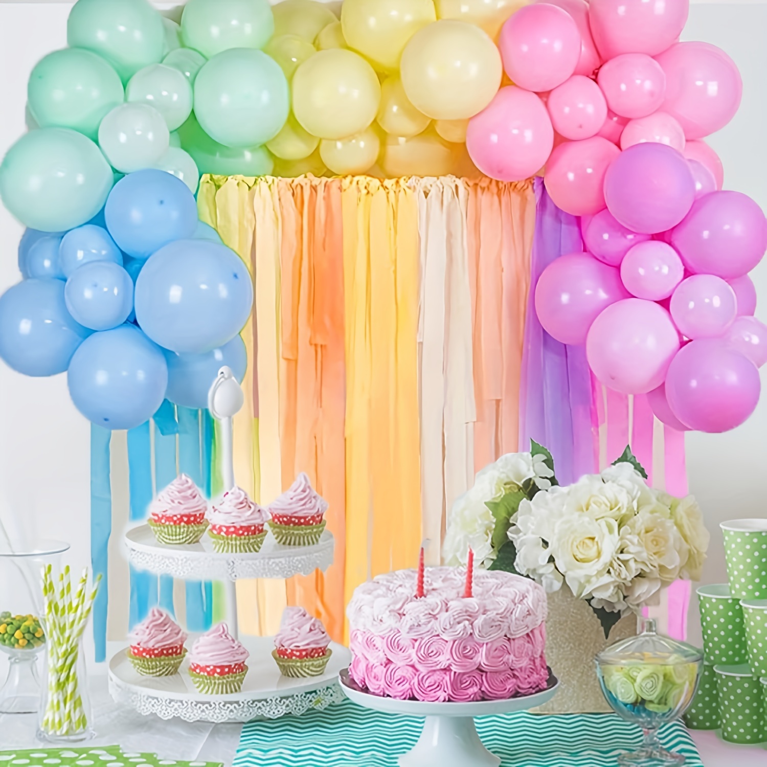 Pastel Paper Streamer Decorations Pastel Theme Rainbow Party Photo