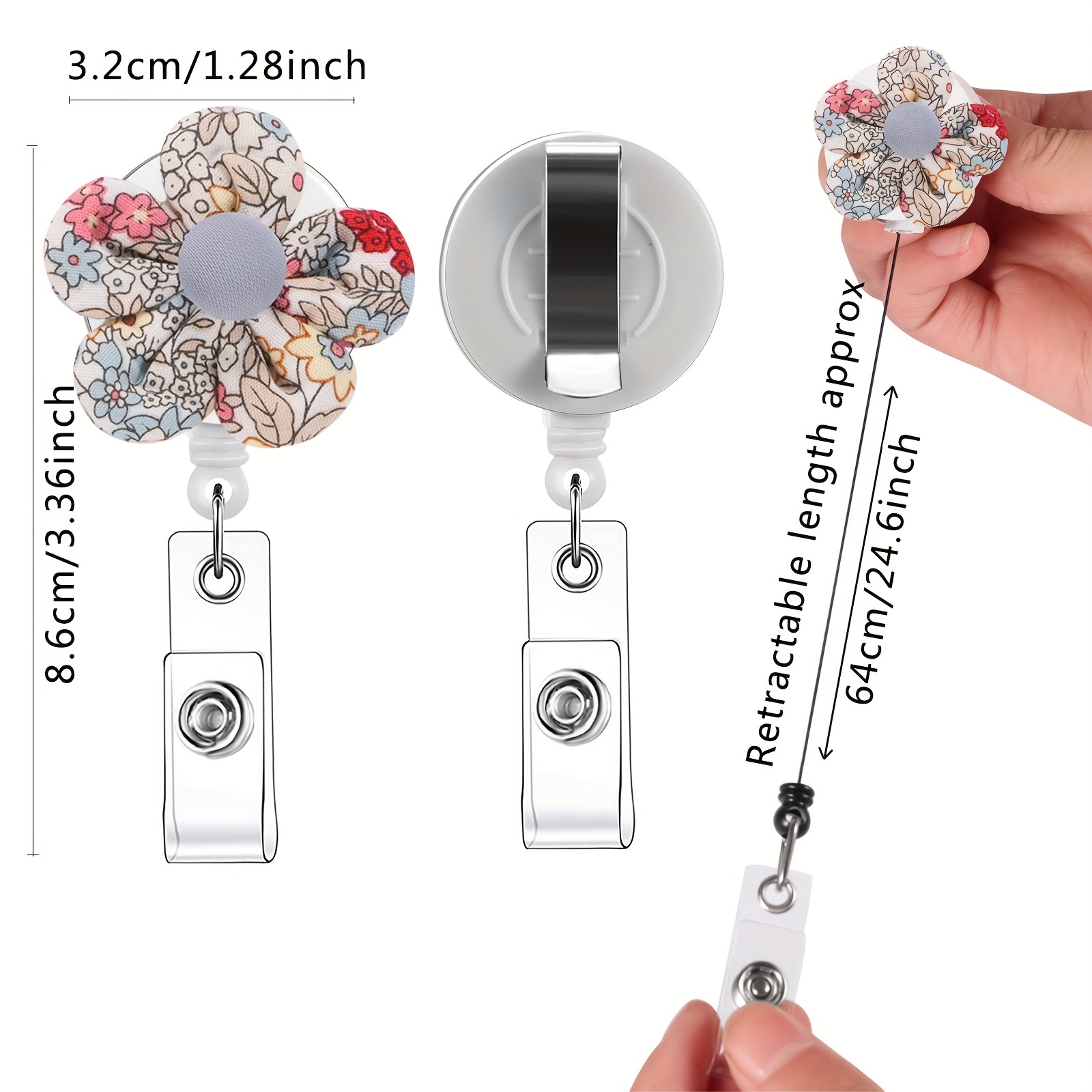 Retractable Flower Badge Holder with Alligator Clips ID Badge Reel