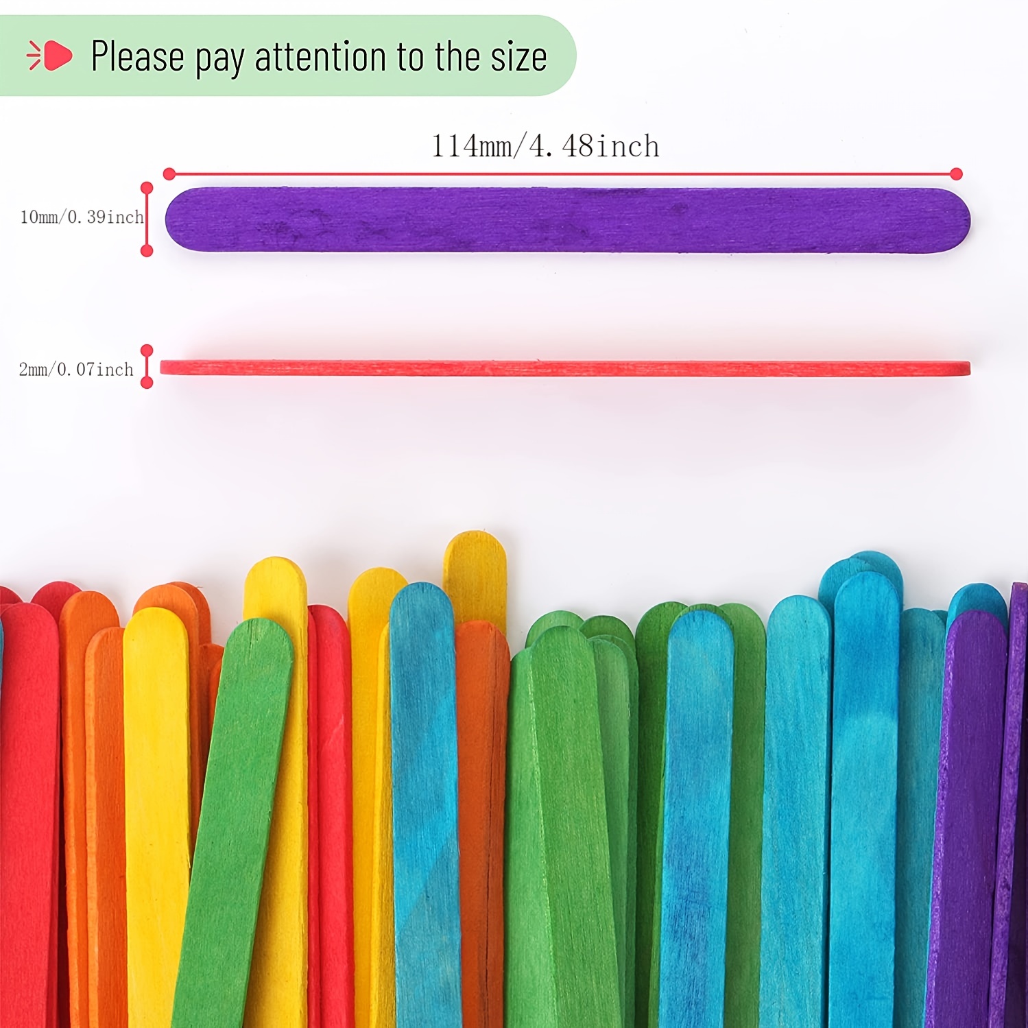 50Pcs Colored Wooden Craft Sticks Rainbow Craft Popsicle Sticks For DIY  Home Art Project Children's Handicrafts Creative Designs