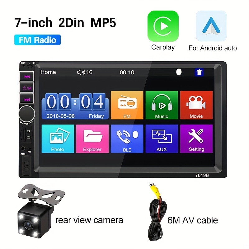 12 V Autoradio 1 DIN Radio de coche 4.1 pulgadas pantalla táctil coche  estéreo multimedia reproductor MP5 Bluetooth RDS Dual USB soporte cámara