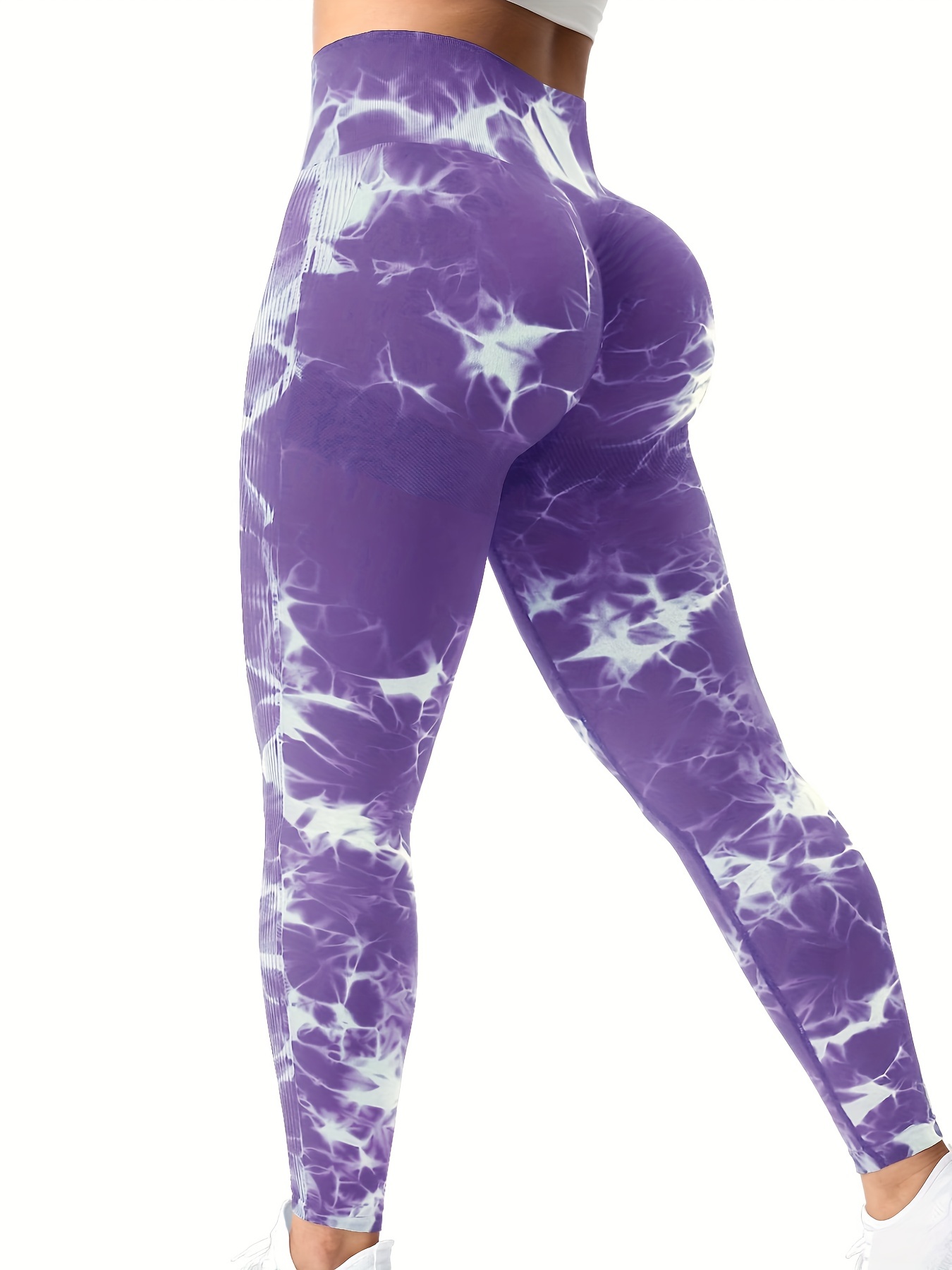 Ladies 2024 New Seamless Tie-Dye Yoga Leggings High Waisted High