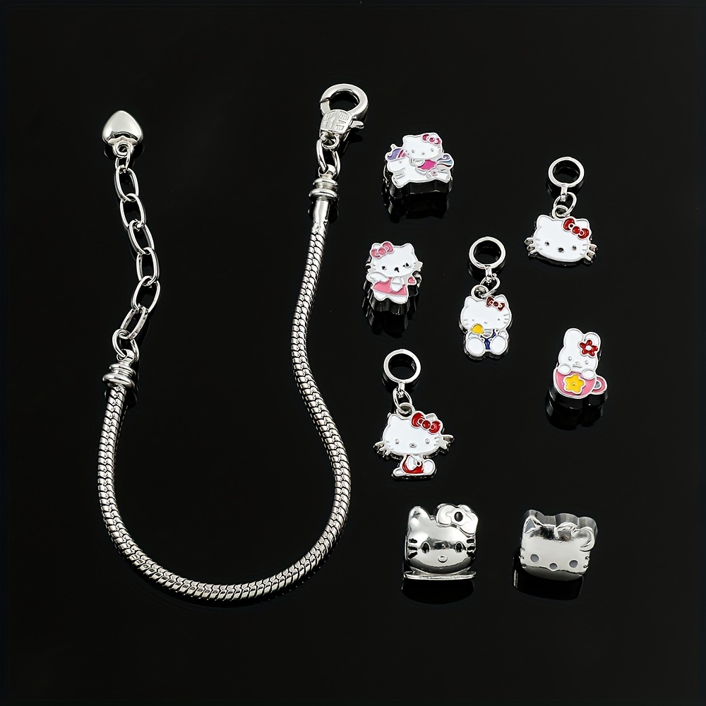 Hello Kitty Charms Bracelet Beads Sanrio Charm Diy Accessories Kawaii KT  Cat Pendant for Jewelry Making Women Hand Chains Bangle