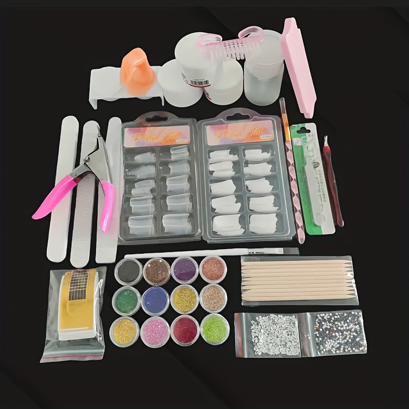 Dropship 23 In 1 Acrylic Nail Kit For Beginners 12 Color Glitter Acrylic  Powder White Clear Pink Acrylic Powder Nails Extension Professional Nails  Kit Acrylic Set Manicure Tools Acrylic Supplies Gift For
