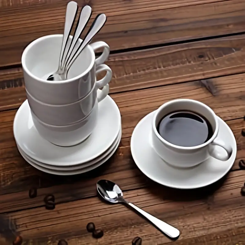 Espresso Cups And Saucers With Espresso Spoons Stackable - Temu