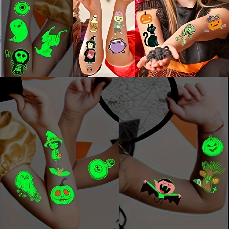 Halloween Luminous Temporary Tattoos Stickers 4 Sheets Glow in