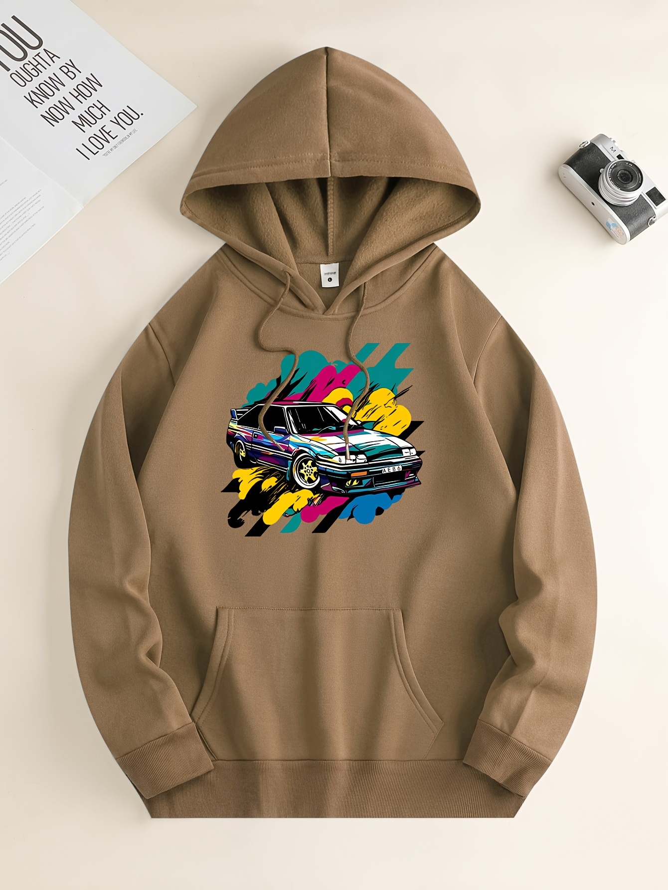 Trendy Car Letter Print Hoodies Men Graphic Sweatshirt - Temu