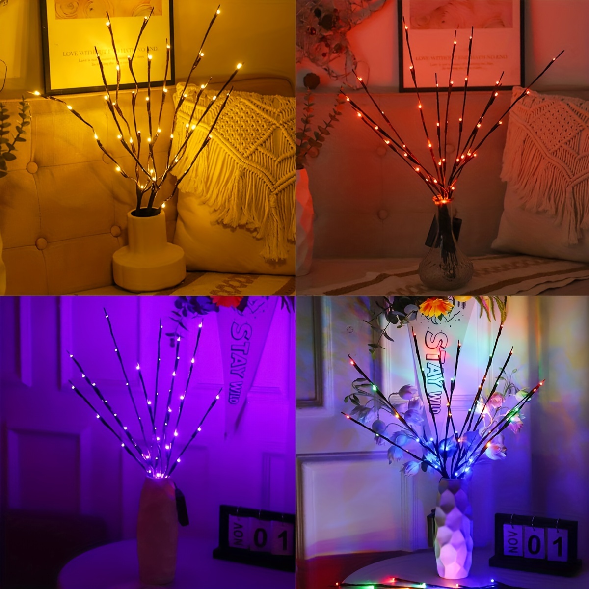 1pc led simulation branch string light creative branch lights star night lights room decorative tree lights for home party holiday wedding decoration for halloween christmas new year decoration details 0