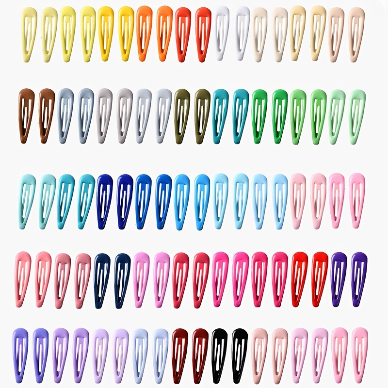 

20/40/60pcs 5cm/1.97inch Candy Color Waterdrop Shaped Snap Hair Clips Simple Hollow Forehead Broken Hair Clip Sweet Side Bangs Fixed Bb Clip