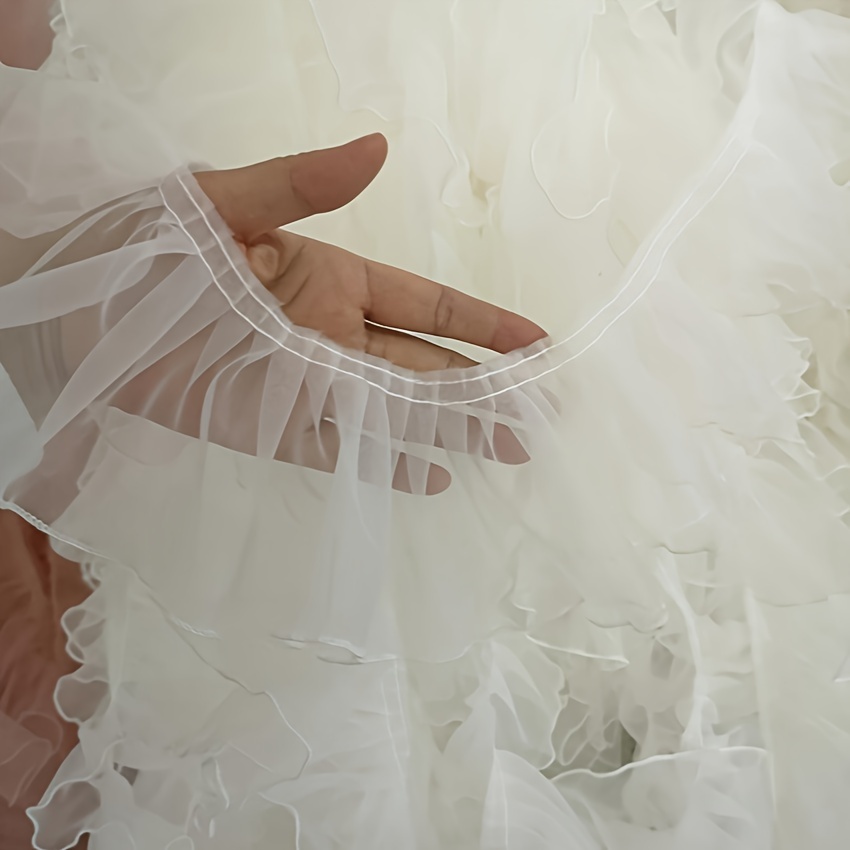 40meters 3cm Wide Pleated Fold Chiffon Tulle Lace Ribbon Trim Sewing DIY  Crafts Doll Dress Wedding Garment Dress Accessories - AliExpress