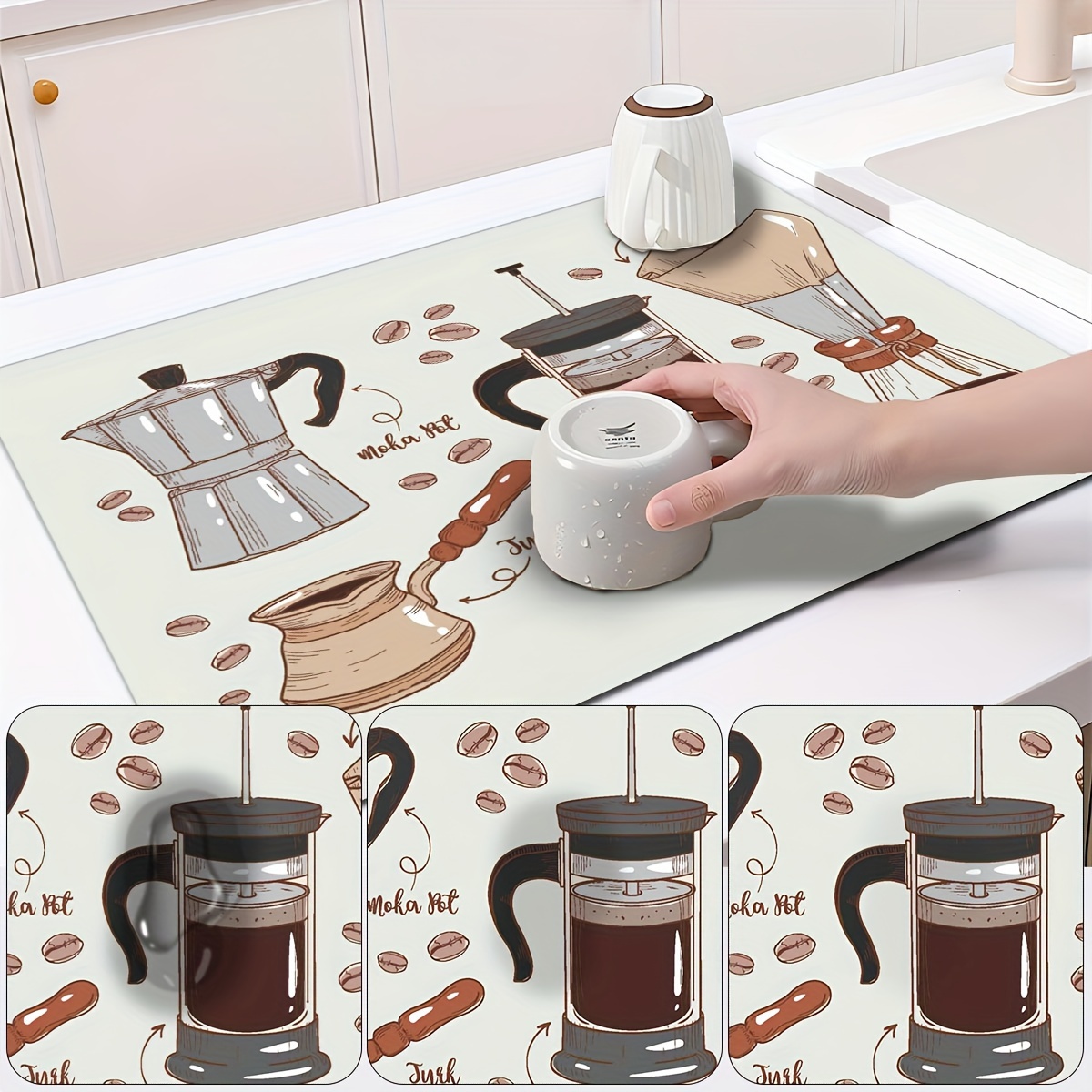 Retro Coffee Patterns, Moisture-proof Absorbent Coffee Pads