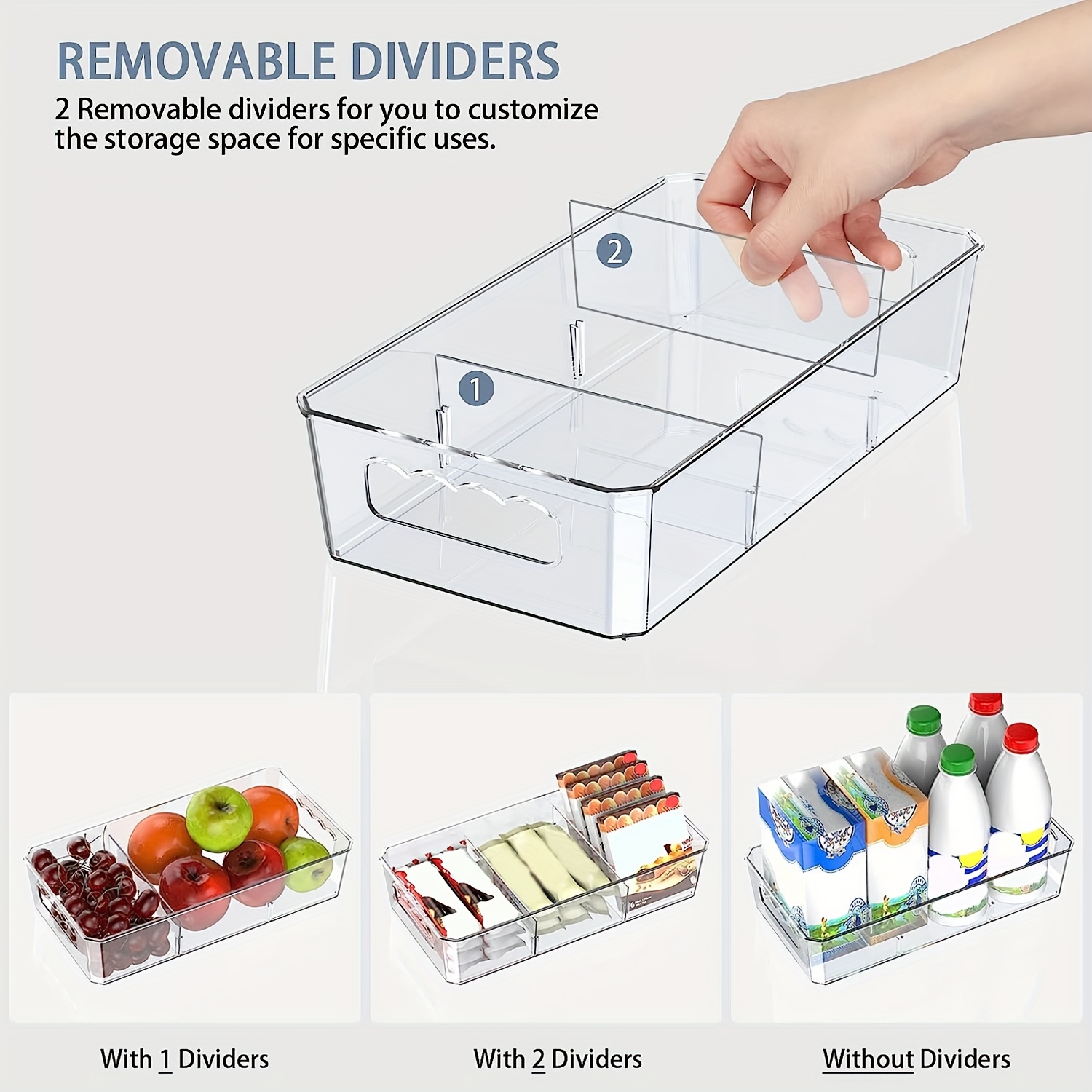 1/2 Pezzi Contenitori Organizer Per Conservazione Alimenti Con 4 Scomparti,  Contenitori Di Plastica Trasparente Per Organizazzione E Conservazione  Dispensa, Cucina, Frigorifero E Armadietto, Per Pacchetti, Snack, Bustine E  Organizazzione Di Pacchetti Di