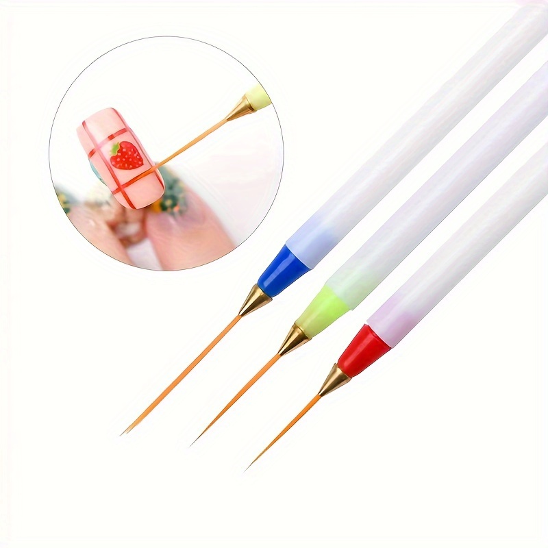 

3/9pcs/set Nail Art Brushes For Manicure Gel White Handle Soft Head Drawing Dotting Pattern Diy Creative Craft Nail Art Pen