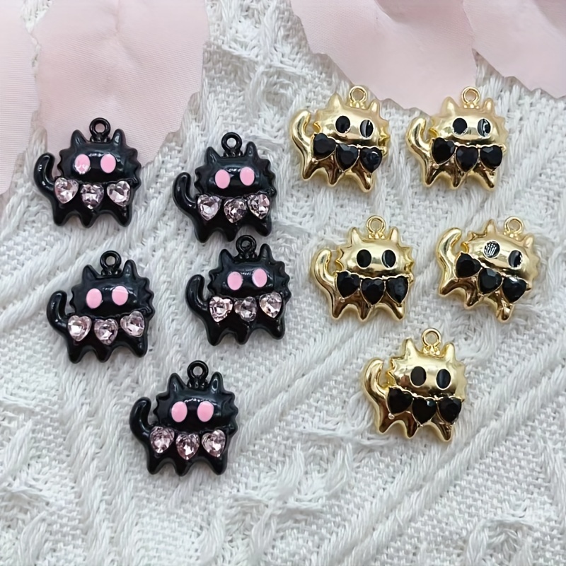 10pcs Enamel Cat Charms For Jewelry Making Cute Anime Earring Pendant  Bracelet