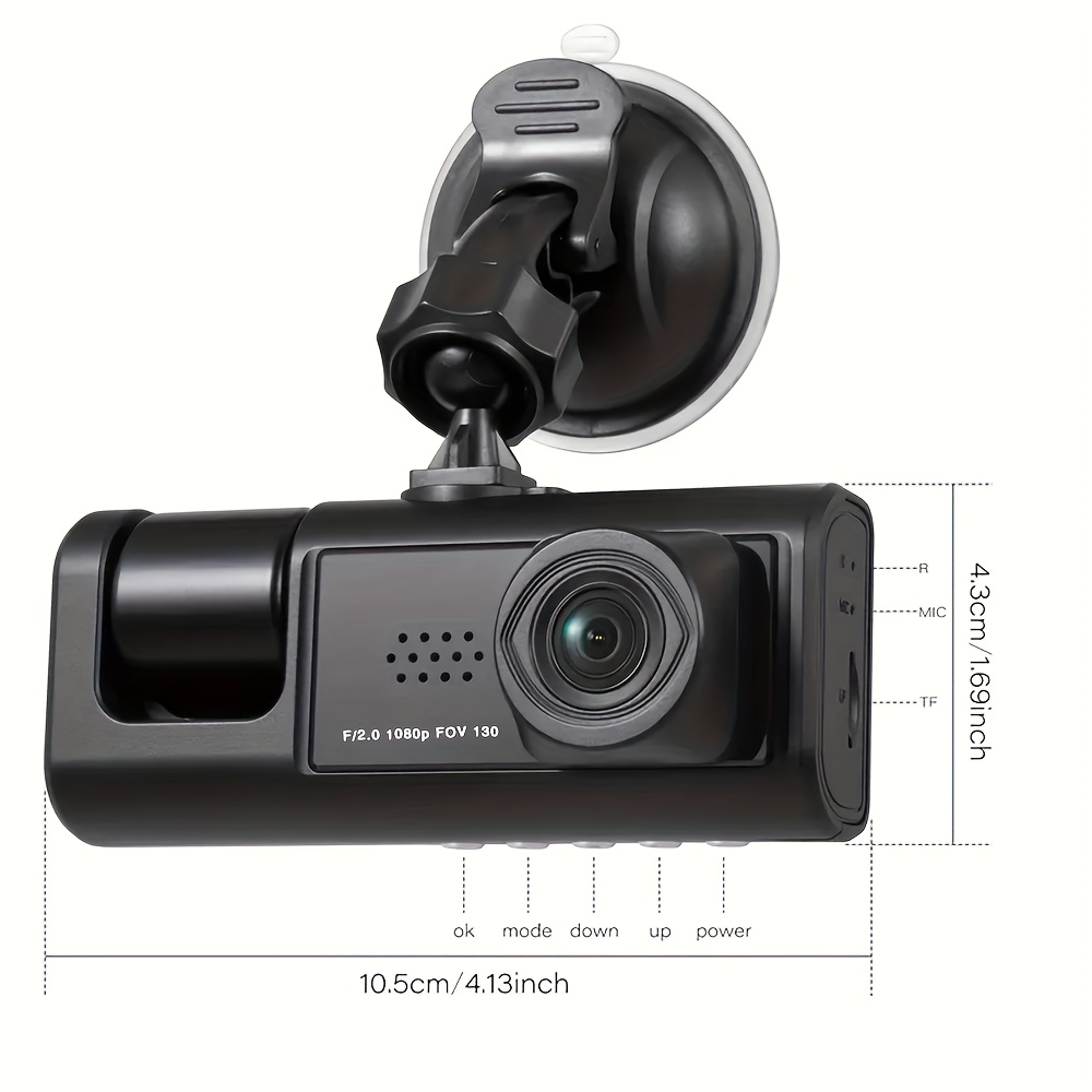 New Wireless Wifi Driving Recorder Dual Lens Hd Night Vision 1080p With  Reversing Image Suction Cup Mounted Car Dvr Camera - Temu