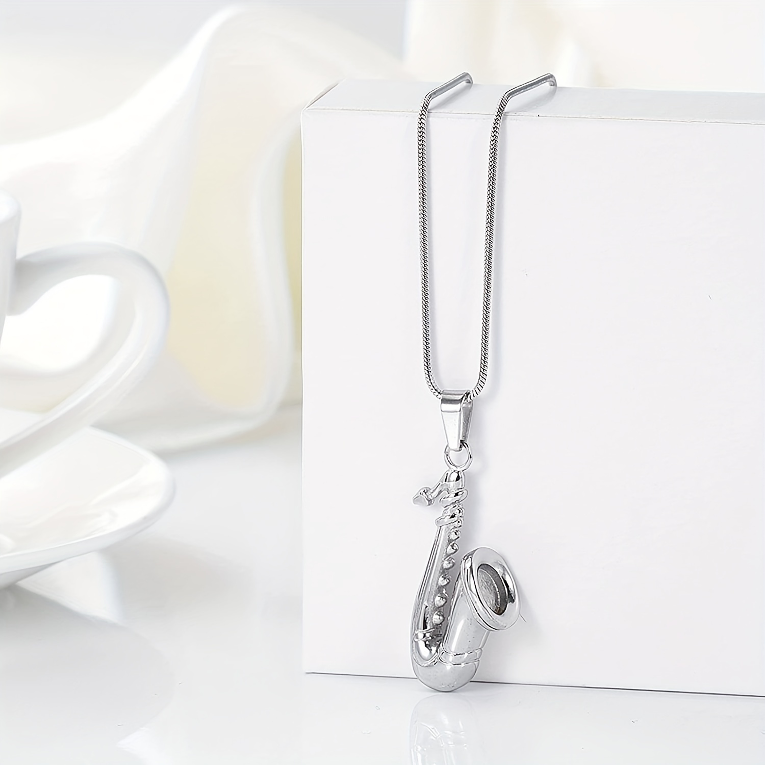 Customizable Saxophone Pendant Necklace for Memorials