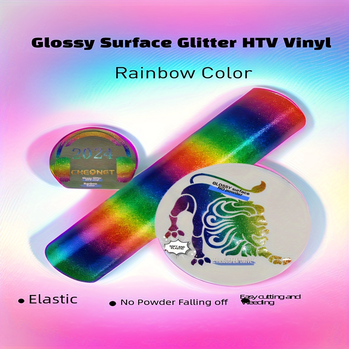 Glitter Heat Transfer Vinyl Color Rainbow Iron On Vinyl Htv - Temu