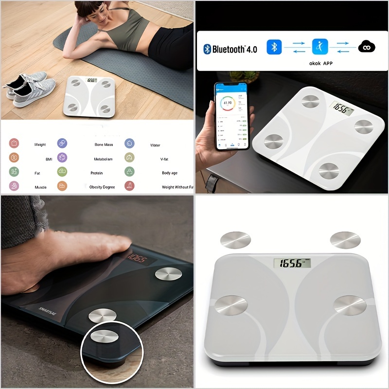 1pc Weight Scale Intelligent Digital LED Weight Scale With Fat Measure Body  Weighing Scale Smart Phone App