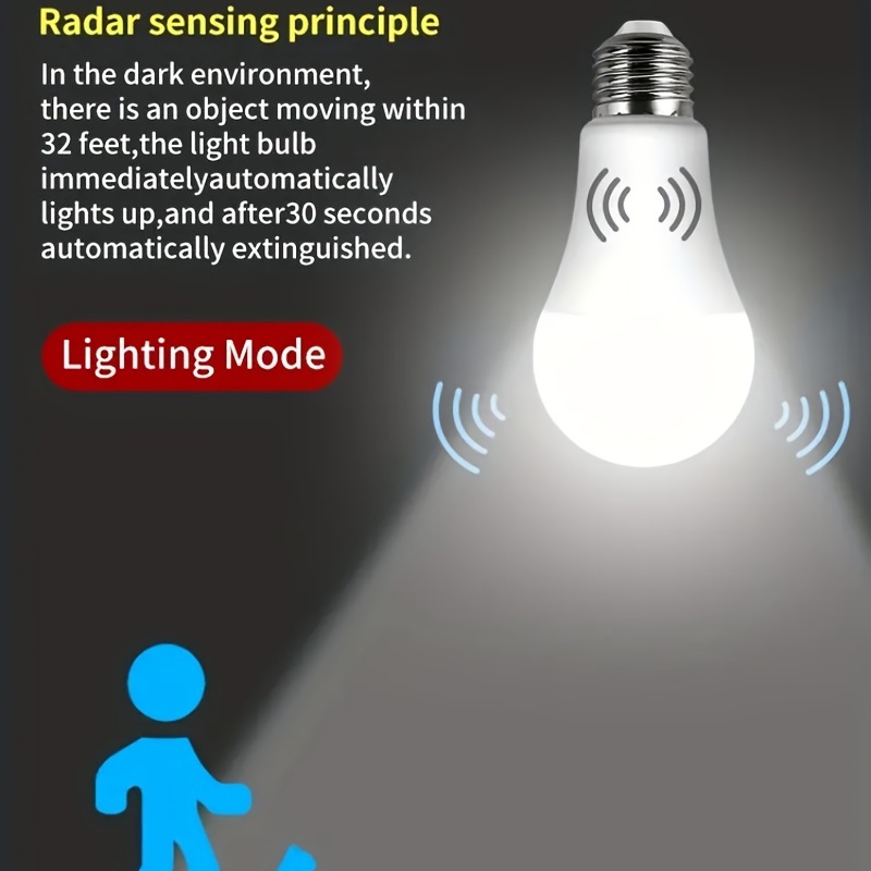 2 Ampoules Led Capteur Mouvement Radar, Ampoule Activée Mouvement