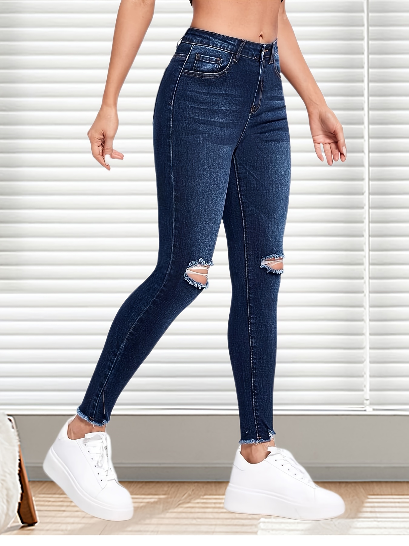 Jeans Ajustados Curvas Tiro Alto Pantalones Mezclilla - Temu