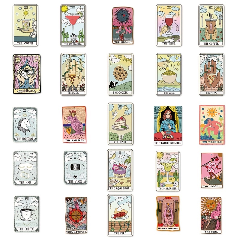 Diy 50pcs Simple Tarot Card Theme Stickers For Craft - Temu