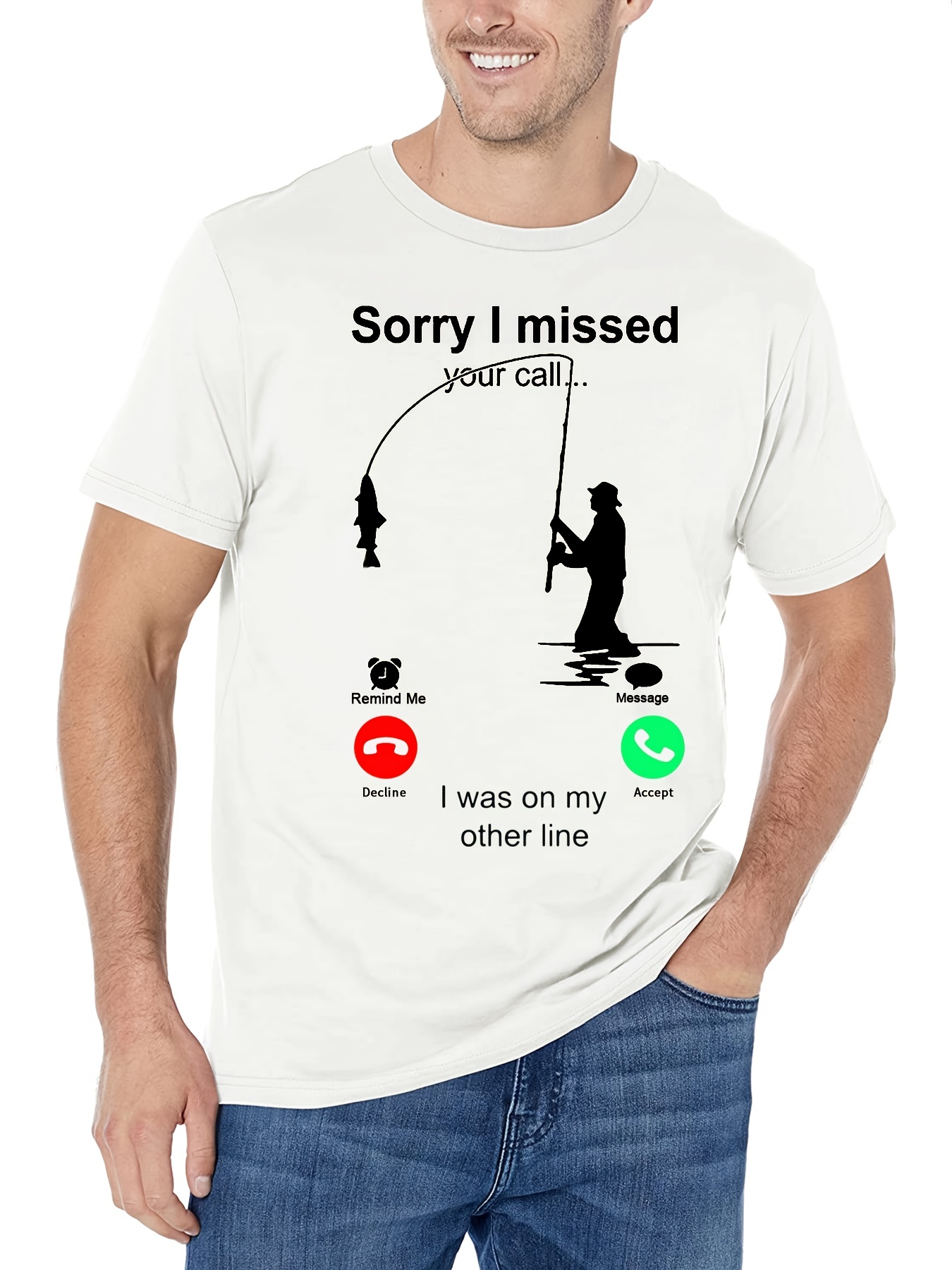 Men's Cotton Fun Angling Graphic Print T-Shirt