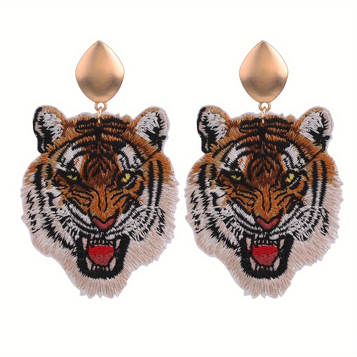 

Stylish Dangle Earrings Roaring Tiger Design Symbol Of Power And Strength Match Daily Outfits Party Accessories Statement Earrings