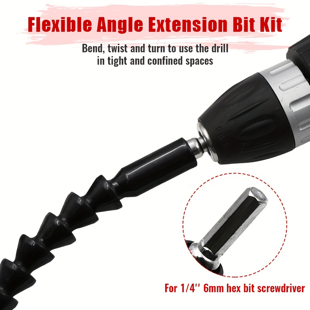 1pc Flexible Drill Bit Extension, Explore Flexible Extensions For Drills,  Flexible Shaft Extension Bits, Magnetic Hex Soft Shaft Flexible Screwdriver