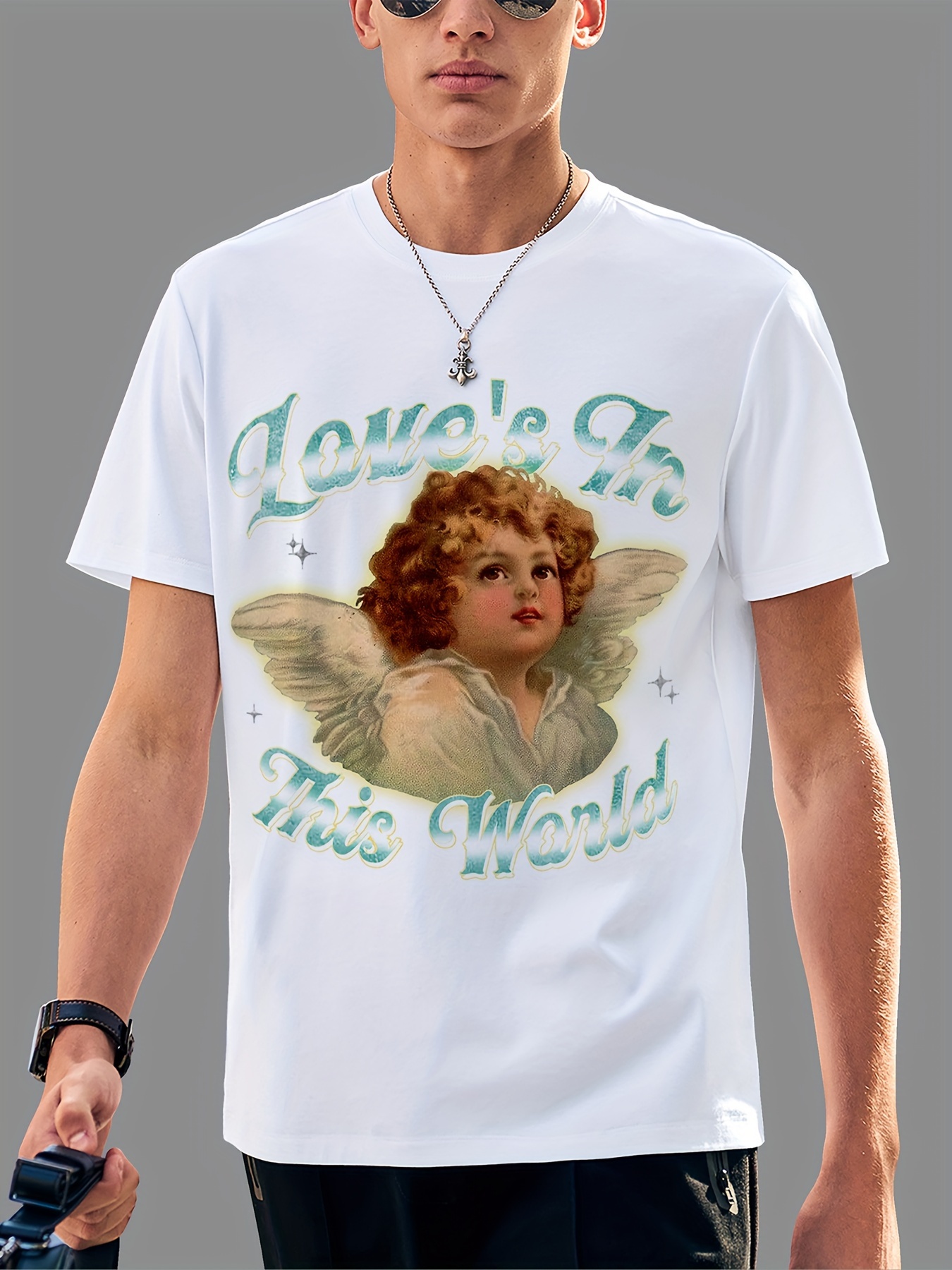 Var beige light Cropped t-shirt with angel print - Buy Online