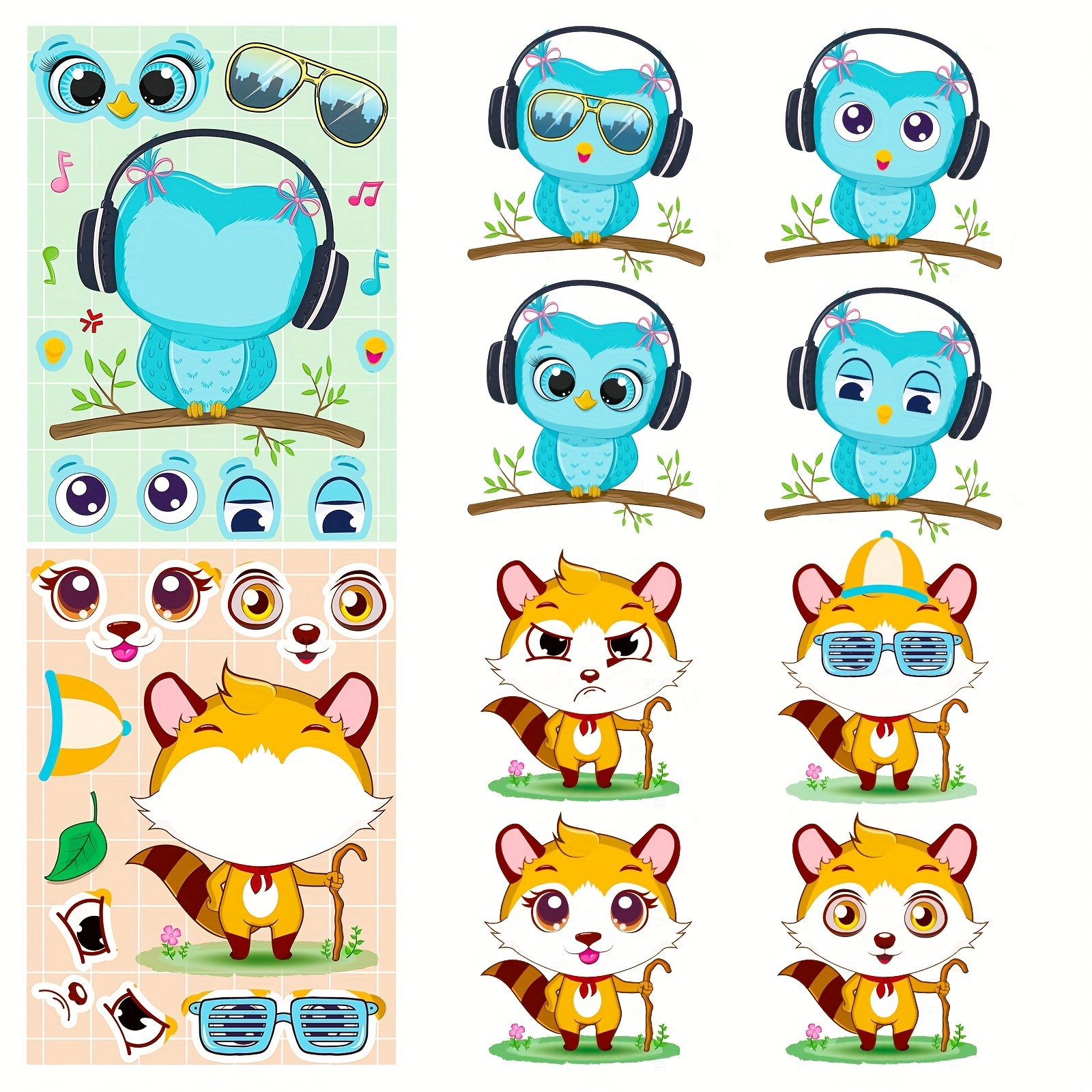 Stickers Pegatinas Rompecabezas DIY Cara de Animales 12 Hojas – Sweet Baby  Kid