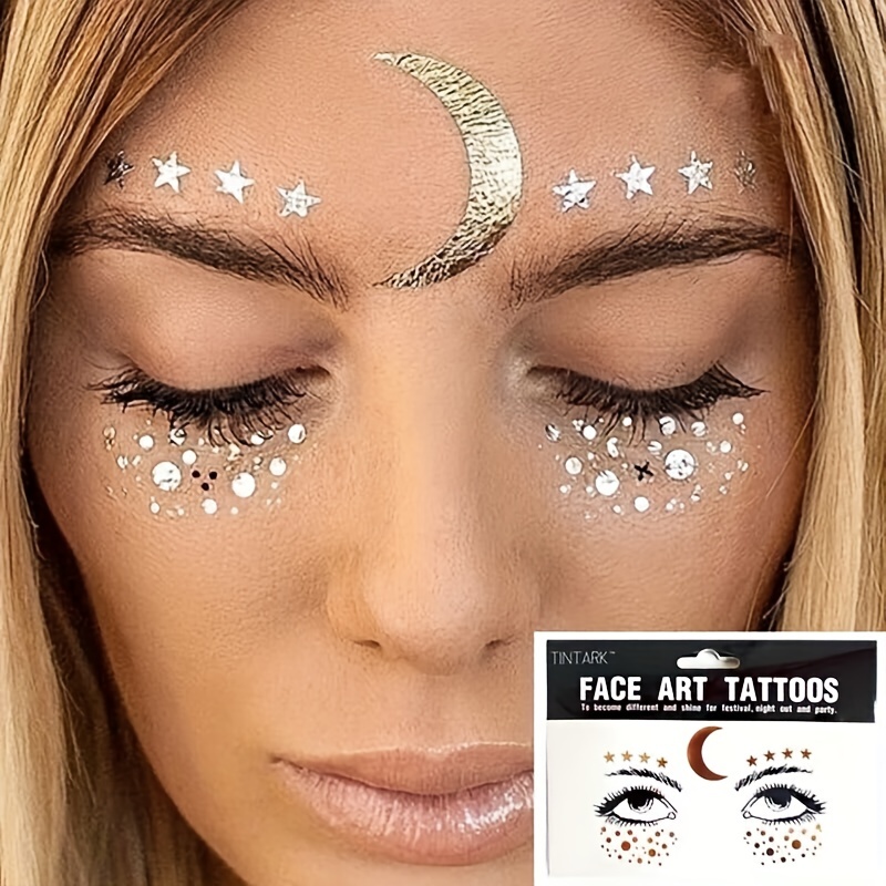 1pc Karneval Make up Party Gold Gesicht Temporäre Tattoo - Temu Austria