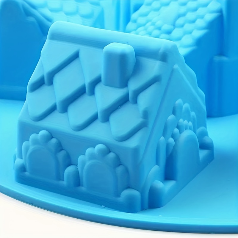 House Shape Silicone Mold, 6 Cavity Non-Stick Cozy Village Baking Pan, House Shape Soap Mold, Mini Christmas House Cake Molds for Brownies Chocolate