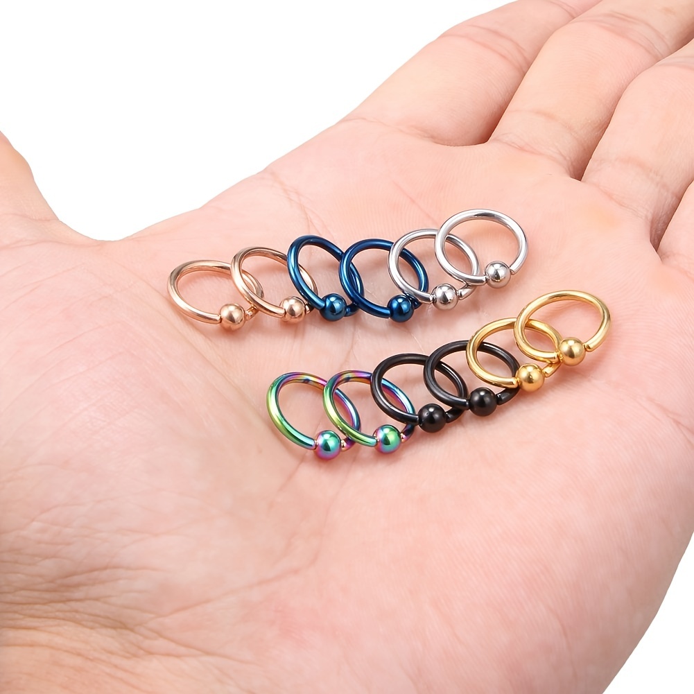 8PCS Horseshoe & Captive Bead Nose Hoop Septum Ring Set