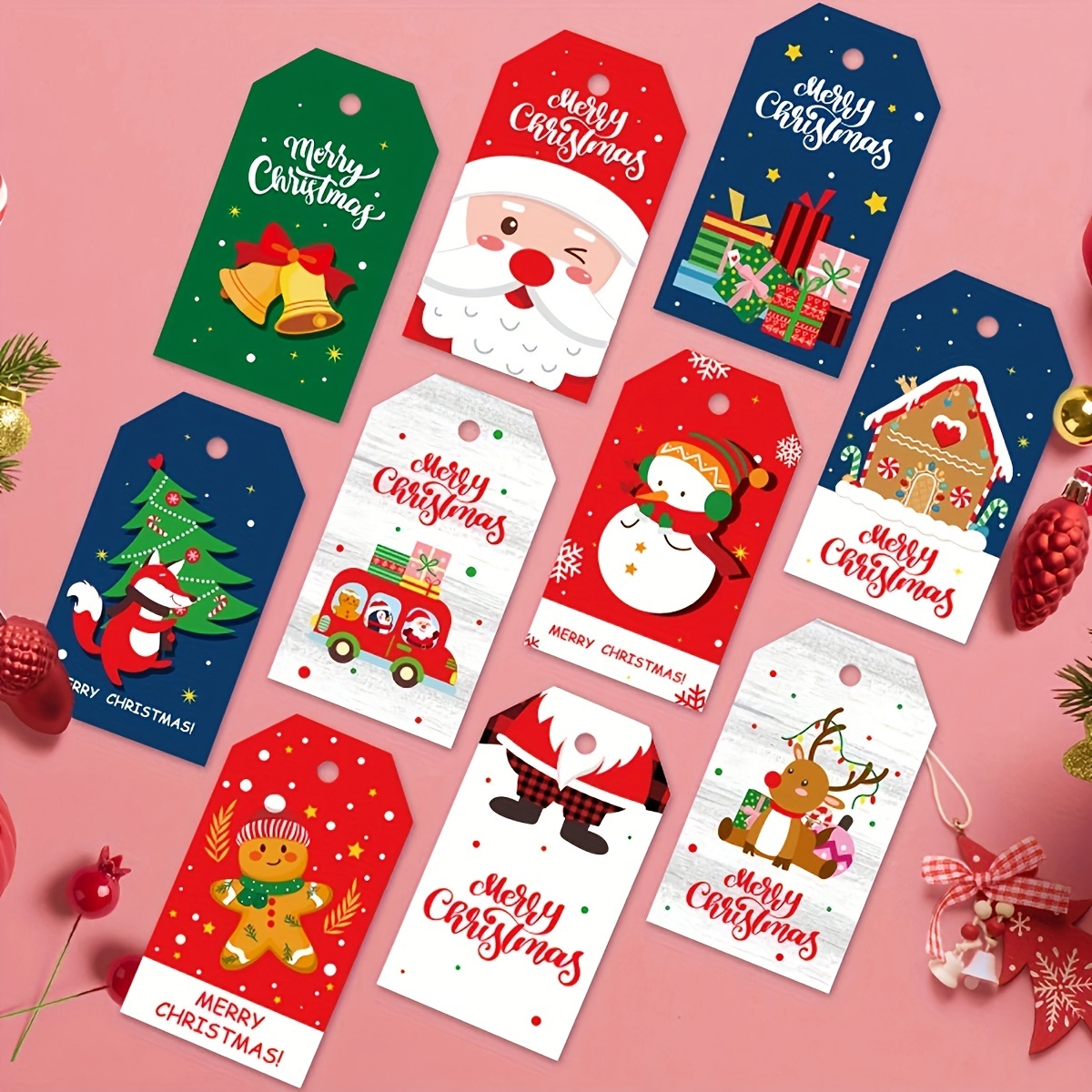 Christmas Tags Creative Decorative Hang Tags Cartoon with String