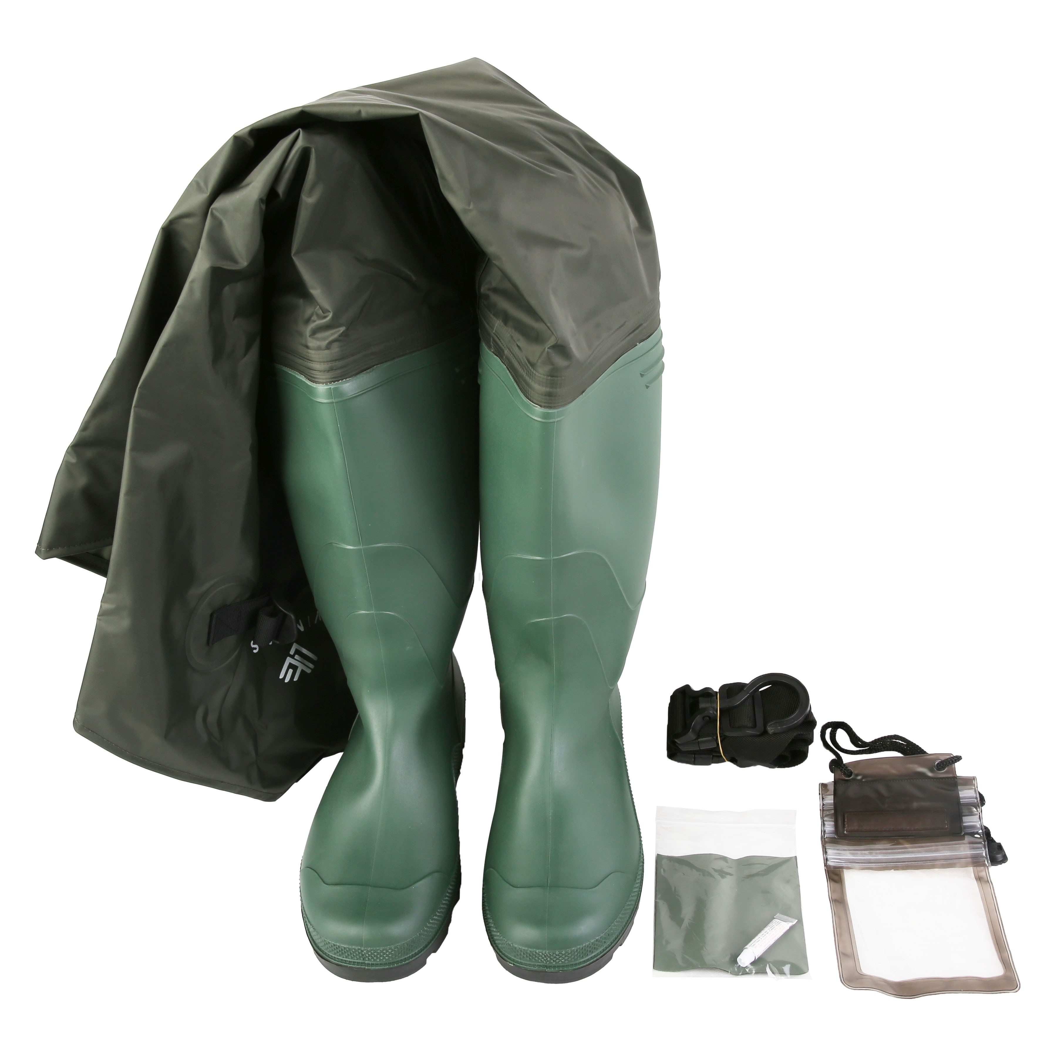 1 Pair Nylon With PVC Coating Waterproof Hip Wader, Outdoor Waterproof  Pants For Farming/fishing, Drying Hook And Waterproof Phone Case, Green