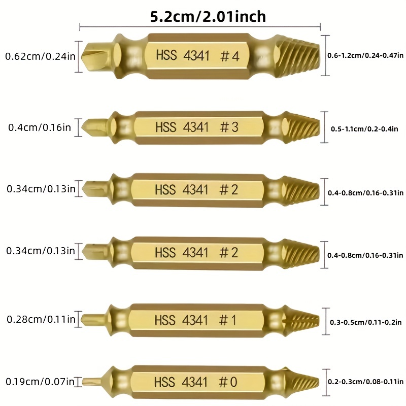 4/5/6pcs Estrattore Viti Danneggiate In Hss Trapano - Temu Italy