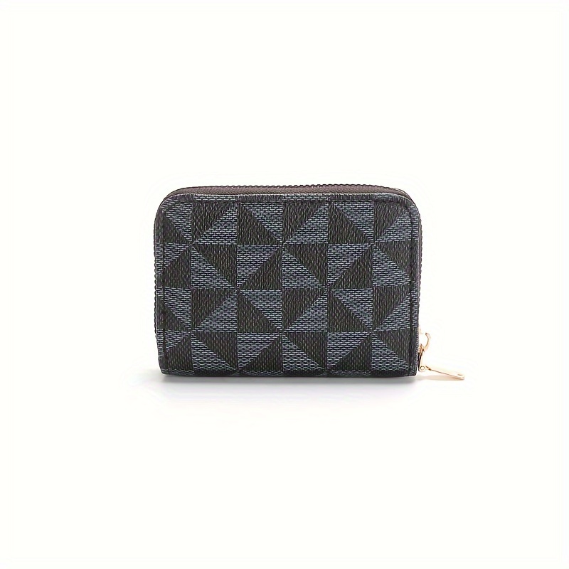 Retro Classicschort Wallet, Mini Clutch Zipper Around Coin Purse, Women's  Portable Card Holder With Checkerboard Pattern - Temu