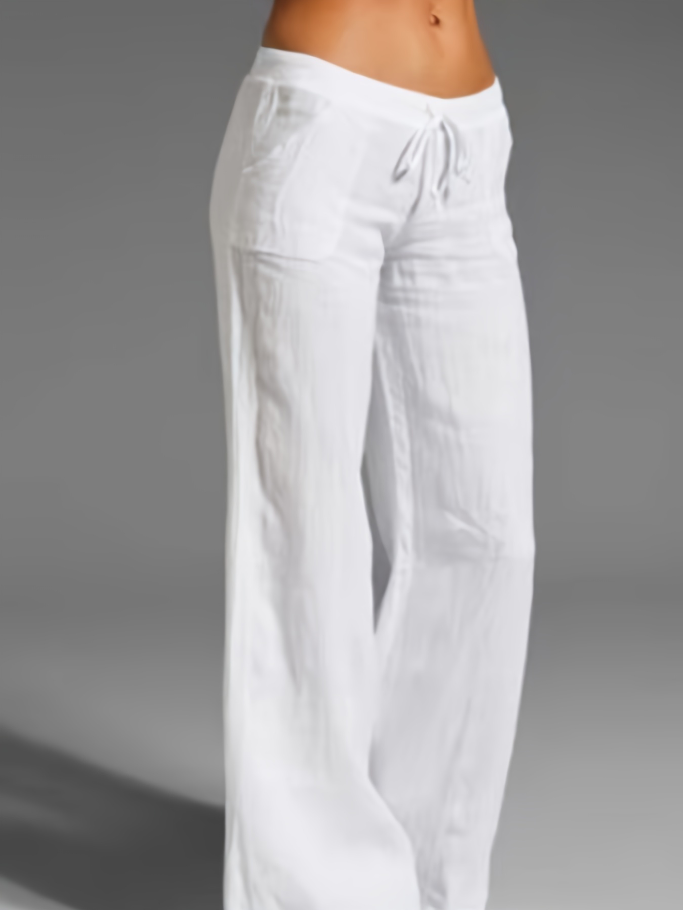 White Wide Leg Linen Pants for Women, Causal Zipper Button Closure Pants,  Loose Linen Slacks, High Waistband Long Linen Pants Trousers C2140 -   Canada