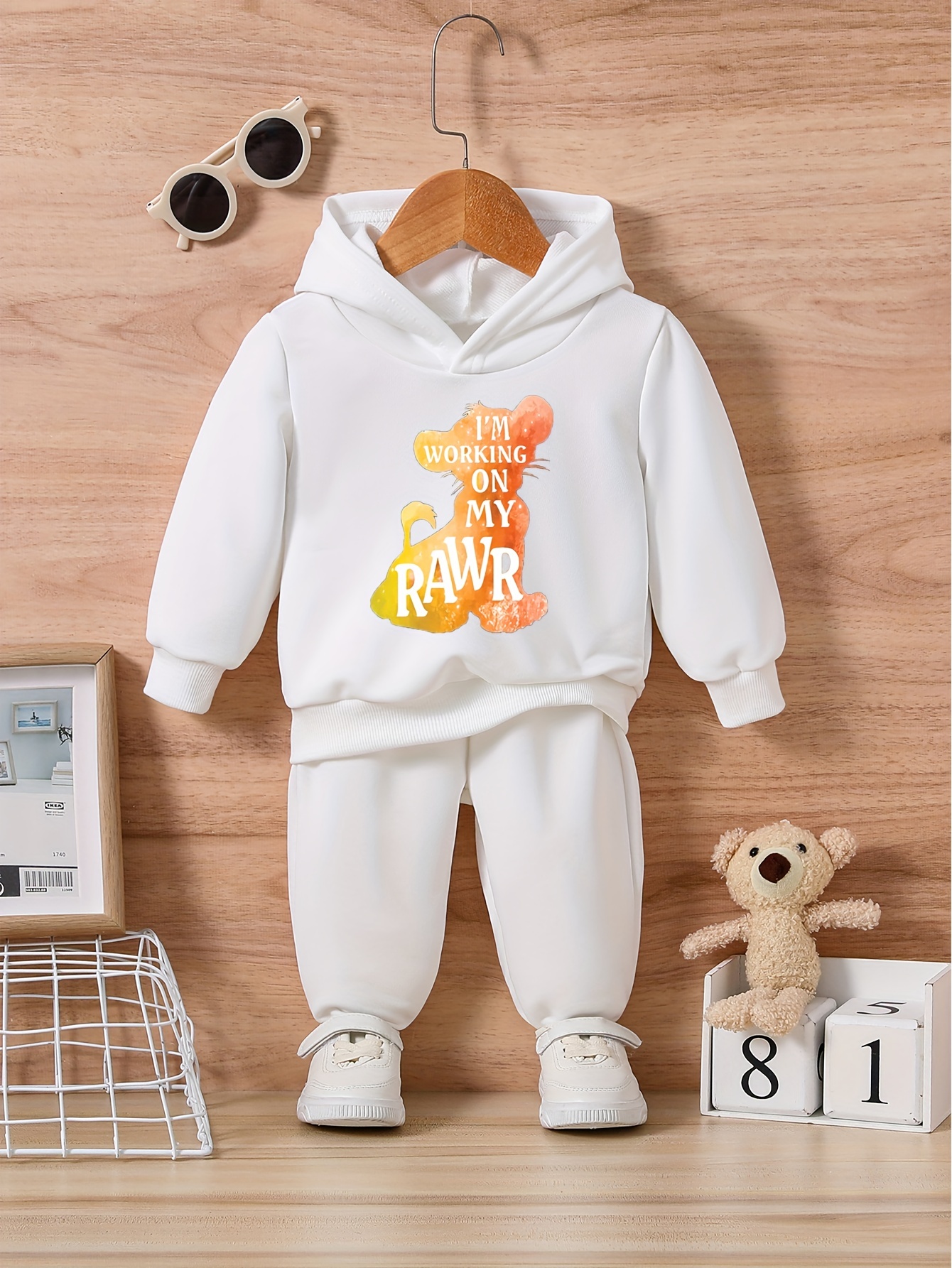 Little Lion Print Boys Outfits Casual Hoodies Long Sleeve - Temu