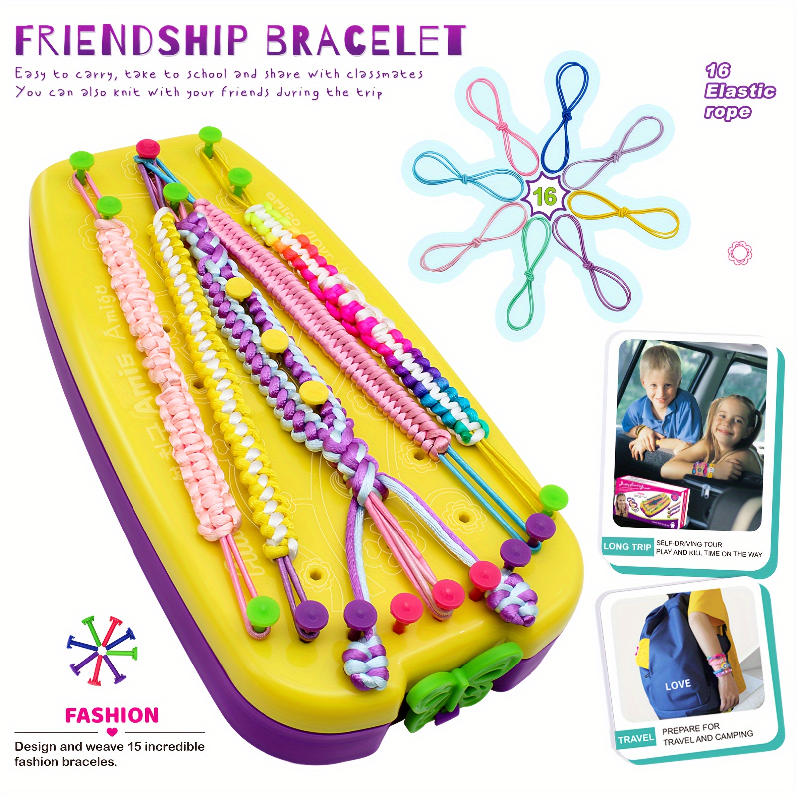 Friendship Bracelet Making Kit Woven Rope Toy Handicraft Kit - Temu