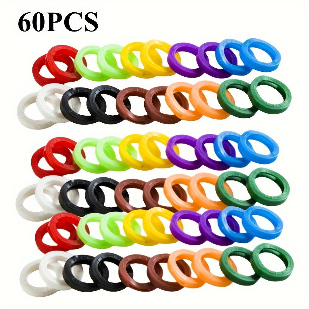 60pcs Silicone Elastic Key Cover For Men, Hollow Soft Key Locks Cover, Waterproof Keys Cap Pendant, Identification Protect Keyring