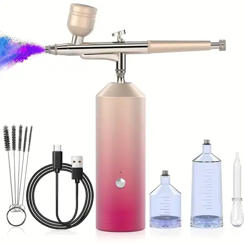1 Set Mini Airbrush Kit With Portable Air Brush Compressor Set, Dual Action  Gravity Supply Air Brush For Painting, Hobbies, Craft, Cake Decoration, Hy