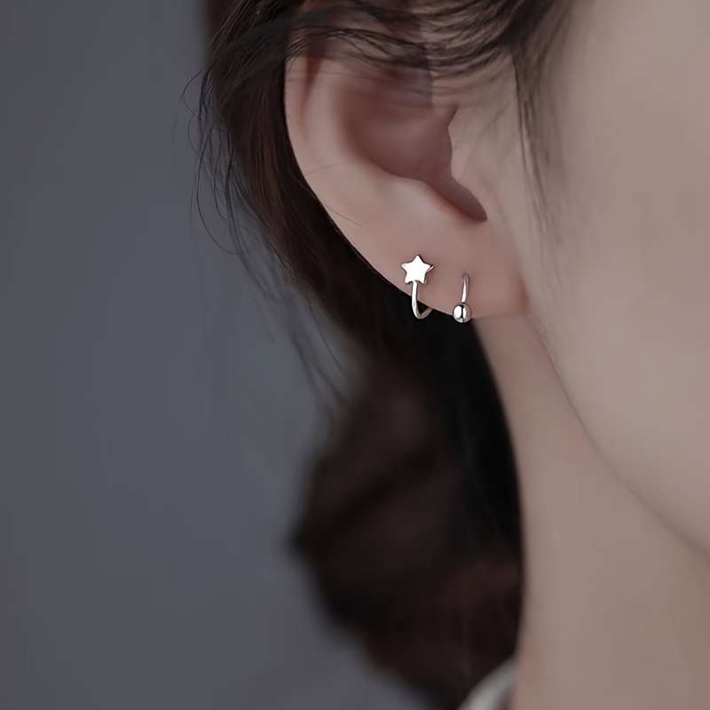 925 Sterling S Shaped Star Ear Stitch for Women